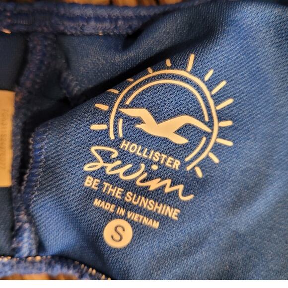 HOLLISTER Cobalt Blue Ribbed Bikini Swim Top Sz S Small Front Tie Summer Vacay - Picture 5 of 9